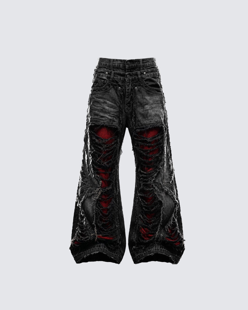 GRYFT RED RUST Series | Distressed Wide Leg Jeans