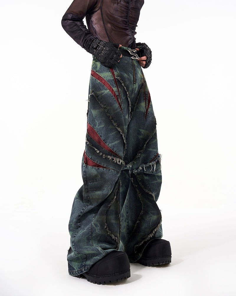 GRYFT Distressed Ripped Denim Pants – Streetwear with Unique Torn Details