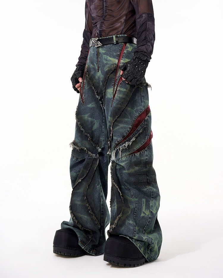 GRYFT Distressed Ripped Denim Pants – Streetwear with Unique Torn Details