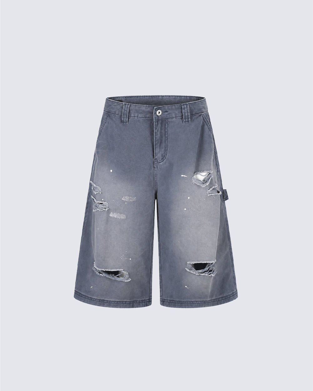 Washed Faded Distressed Cargo Shorts