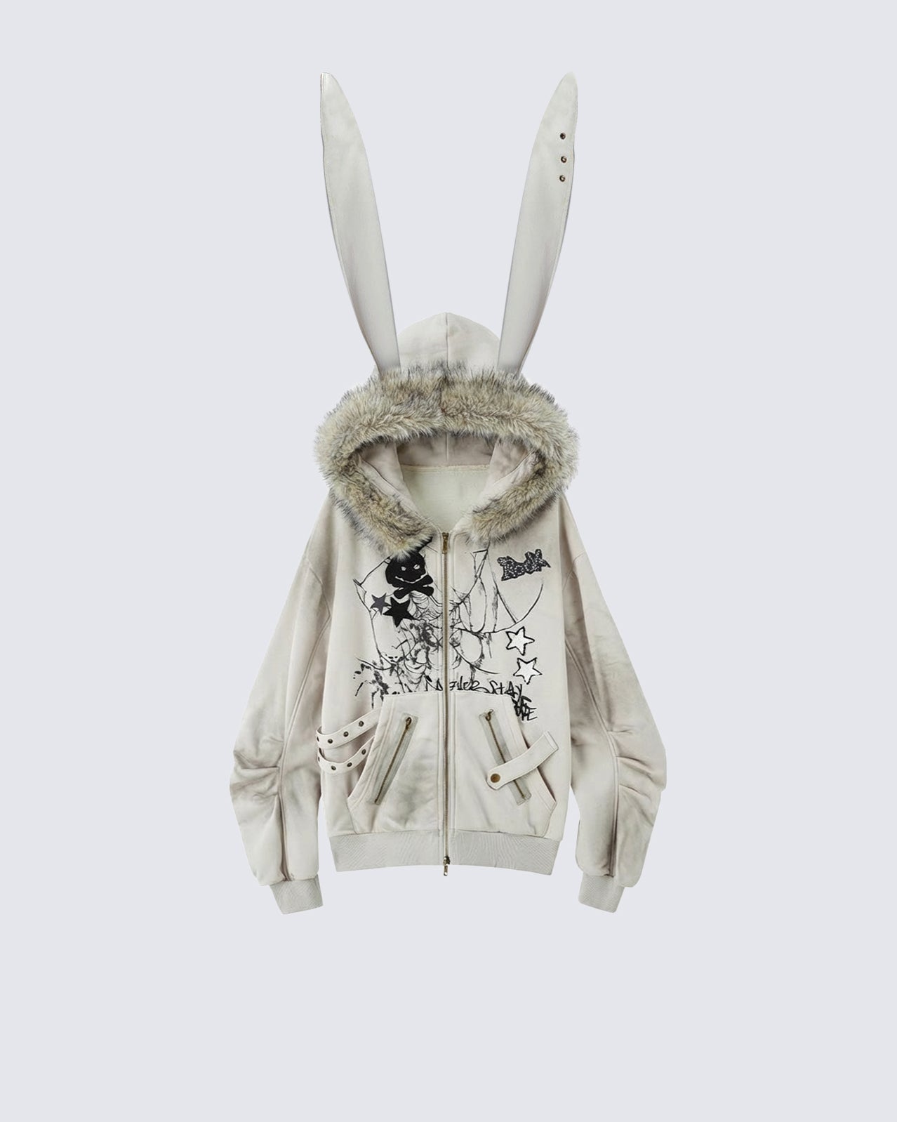 Vintage Bunny Hood Fleece Hoodie