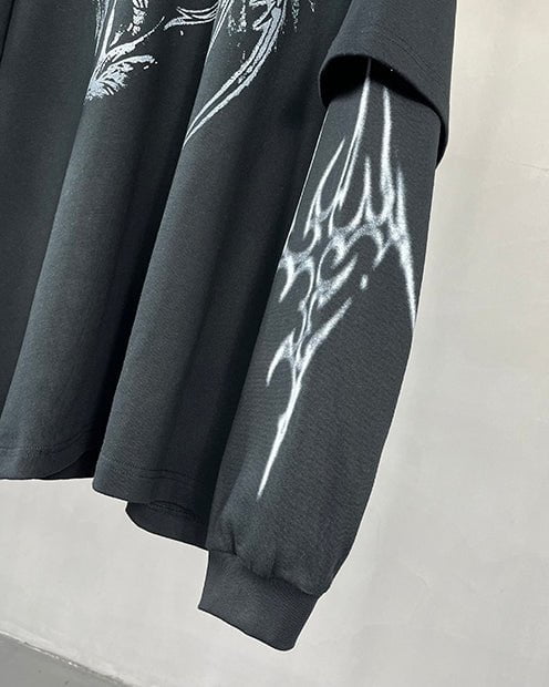 Dark Wings Unleashed · Layered Long-Sleeve Tee