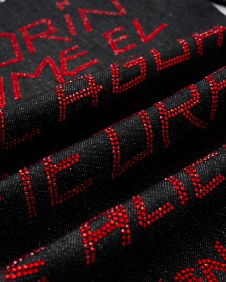 High Street Dark Style Graffiti Embroidered Jeans