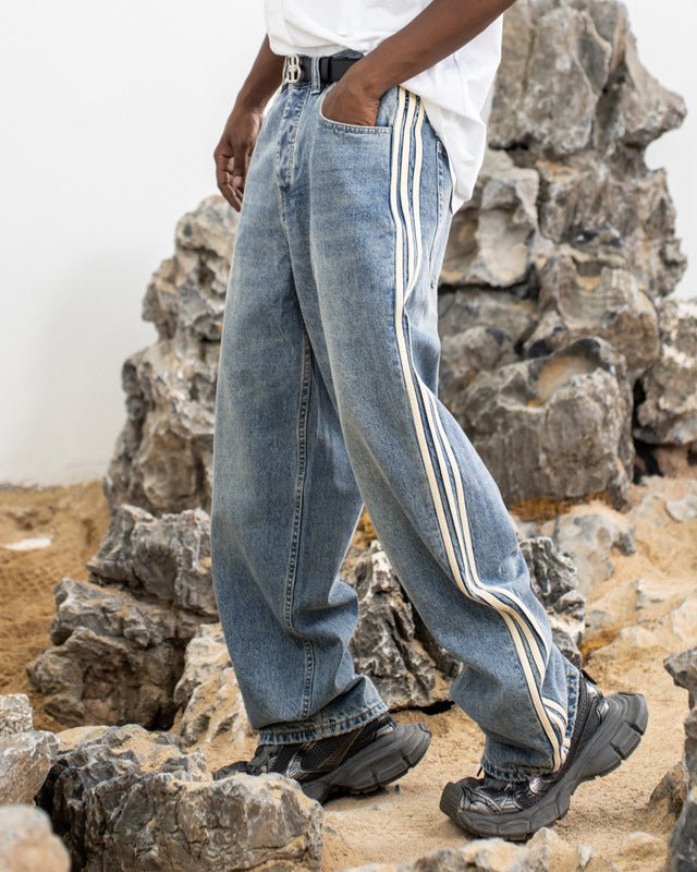 High Street Style Baggy Washed Denim Jeans