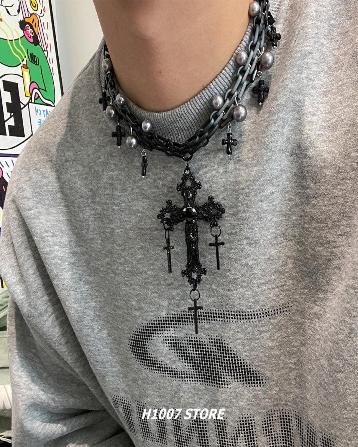Gothic Cross Layered Necklace