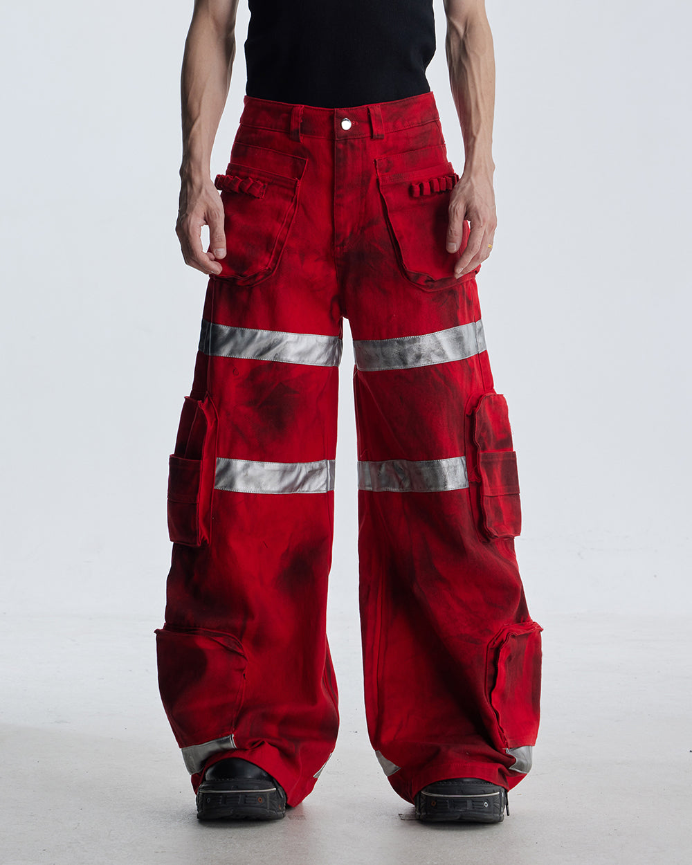 Reflective Distressed Denim Pants
