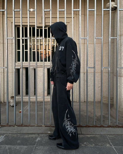 Gothic Tree Graphic Oversized Hoodie