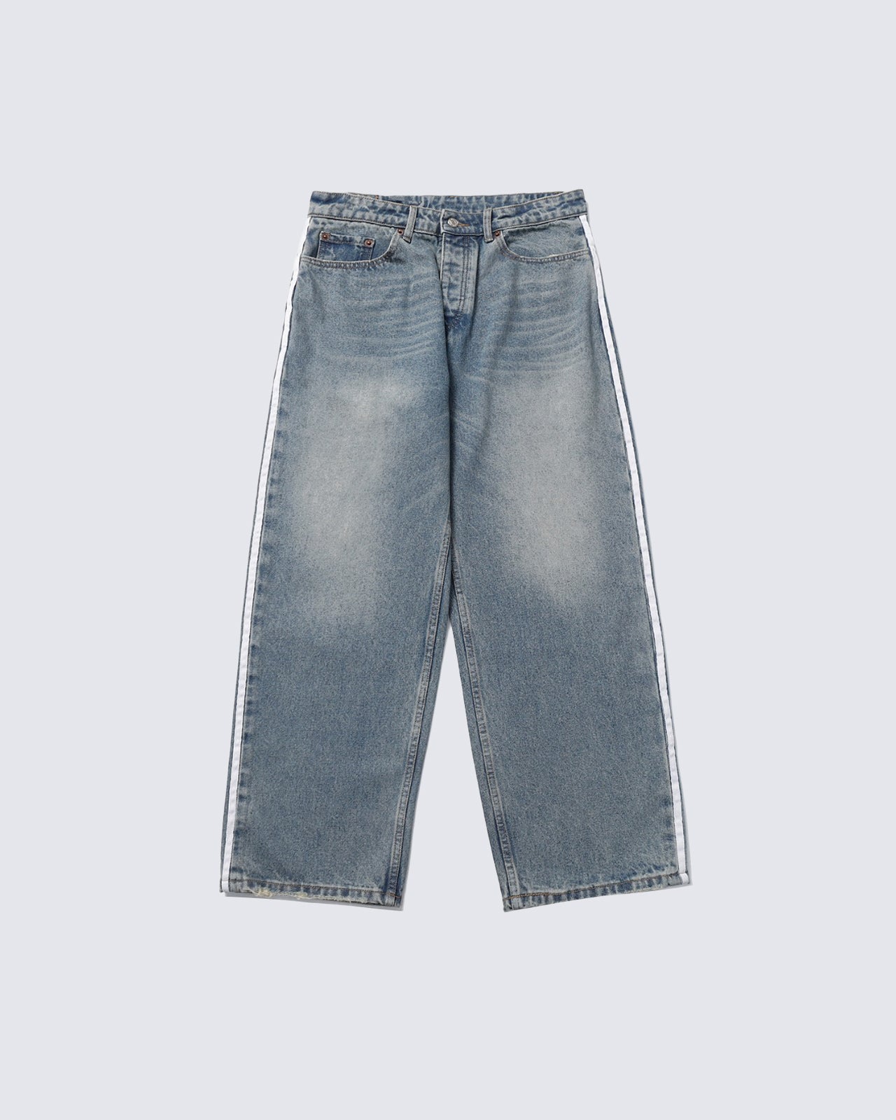 High Street Style Baggy Washed Denim Jeans