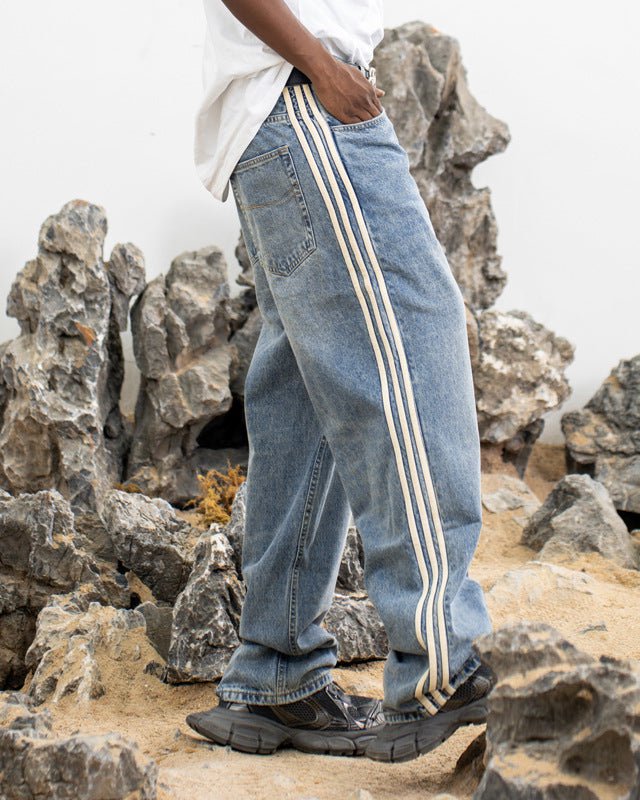 High Street Style Baggy Washed Denim Jeans