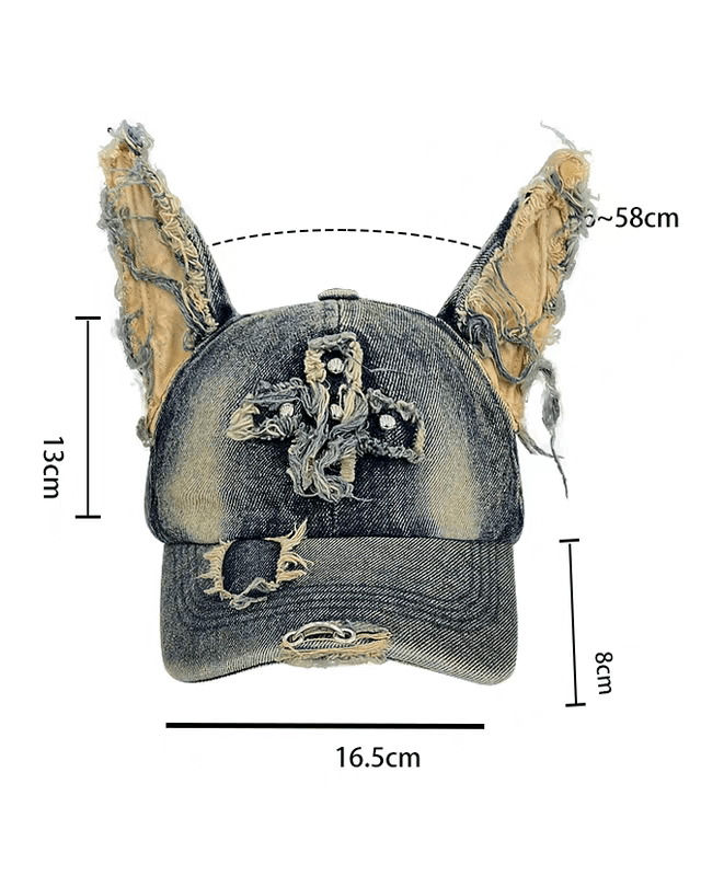 Washed Doberman-Ear Denim Cap