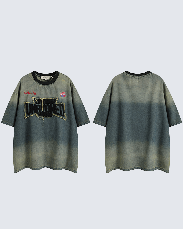 Washed Denim-Look T-Shirt