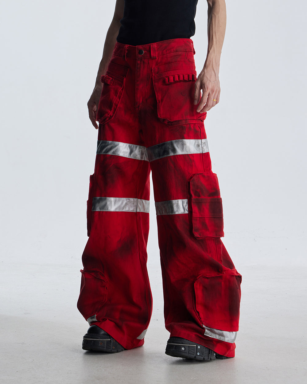 Reflective Distressed Denim Pants