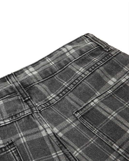 Retro Plaid Wide-Leg Casual Pants