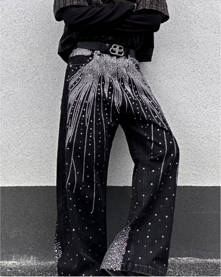 American Retro Street Style Shiny And Versatile Trousers