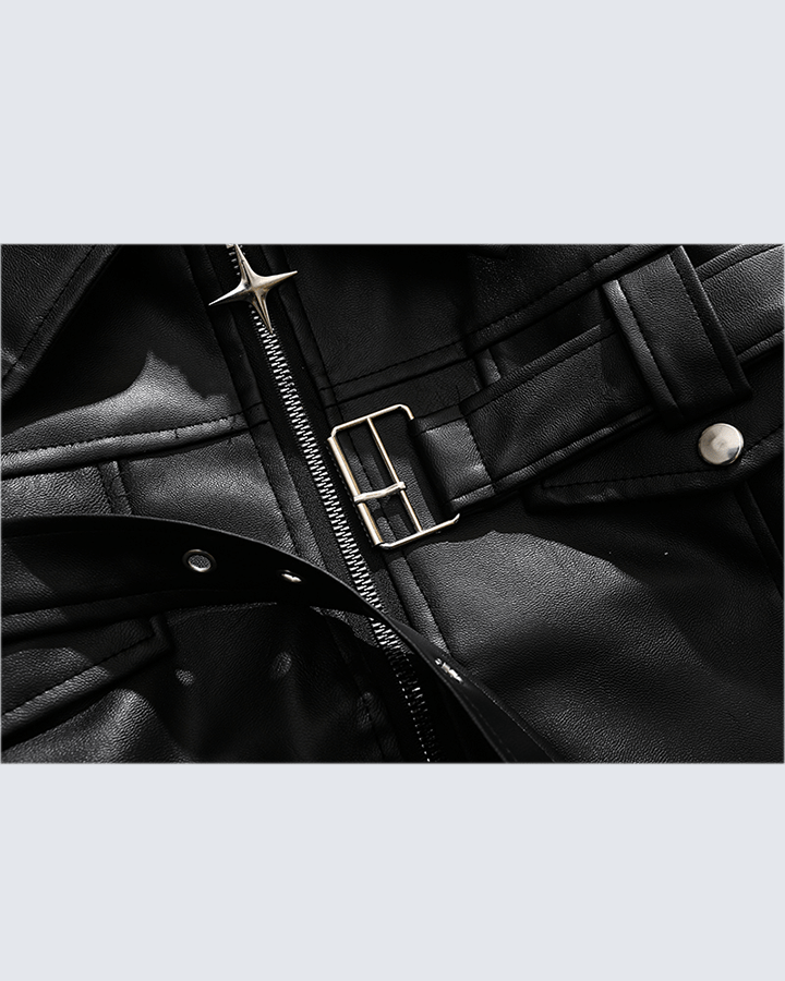 Heavy-Duty Deconstructed Studded Leather Jacket