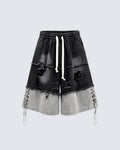 GRYFT High-Street Wasteland-Style Hip-Hop Color-Block Cropped Pants