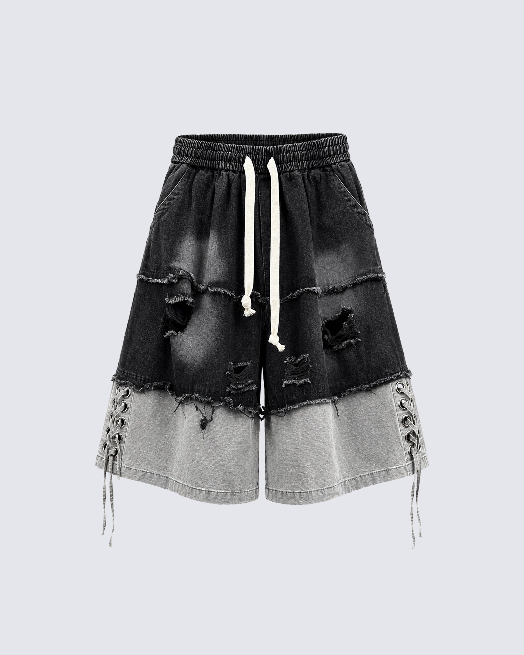 GRYFT High-Street Wasteland-Style Hip-Hop Color-Block Cropped Pants