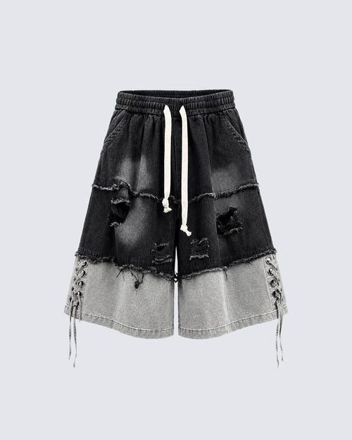 GRYFT High-Street Wasteland-Style Hip-Hop Color-Block Cropped Pants
