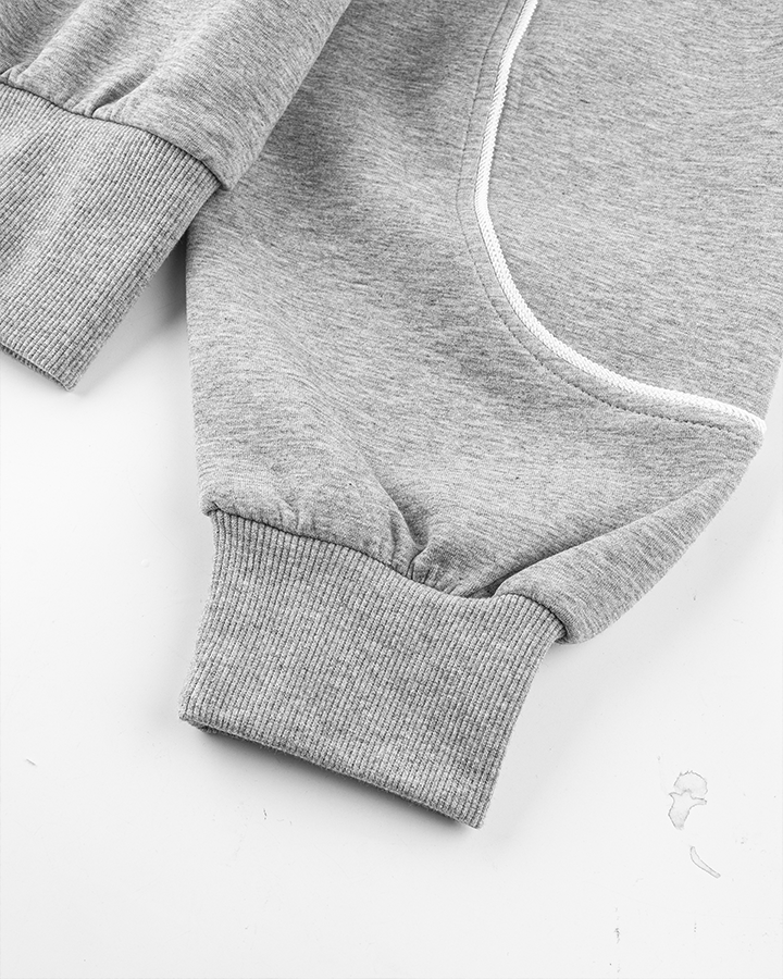 Loose-Fit Zip-Up Sweatshirt with White Piping