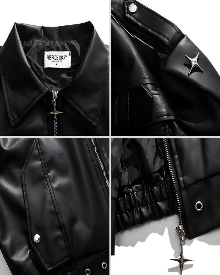 Heavy-Duty Deconstructed Studded Leather Jacket