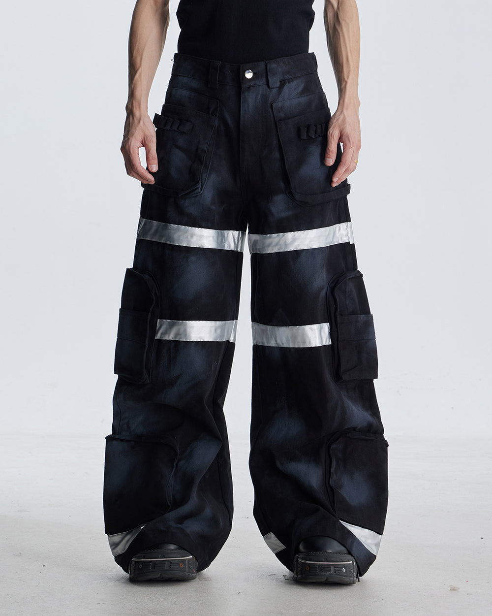 Reflective Distressed Denim Pants