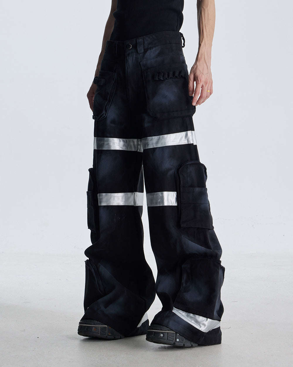 Reflective Distressed Denim Pants