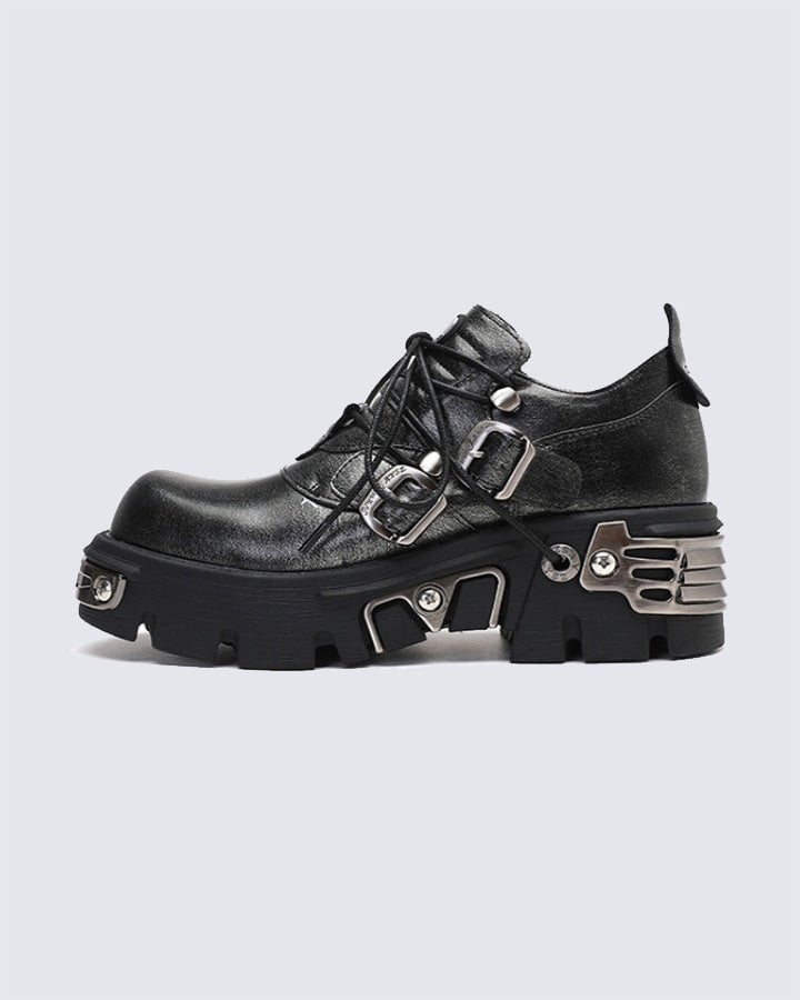 Thick-Soled Metal Low-Top Shoes
