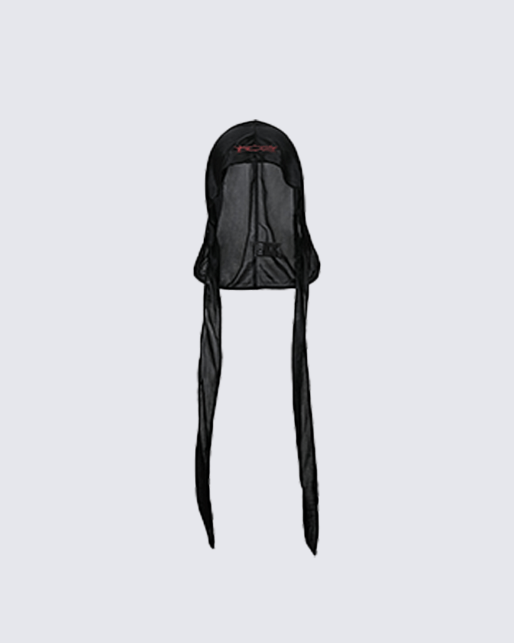 Classic Black Silky Durag with Long Tails