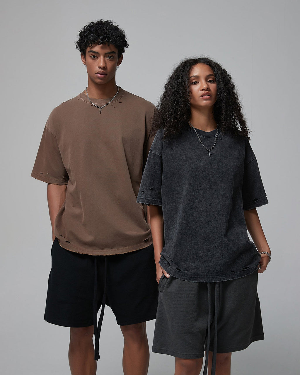 Street Fashion Distressed Short Boxy Tee