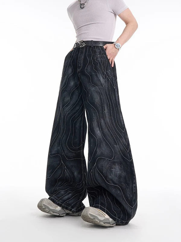 Retro Denim Jacket and Wide-Leg Jeans Set