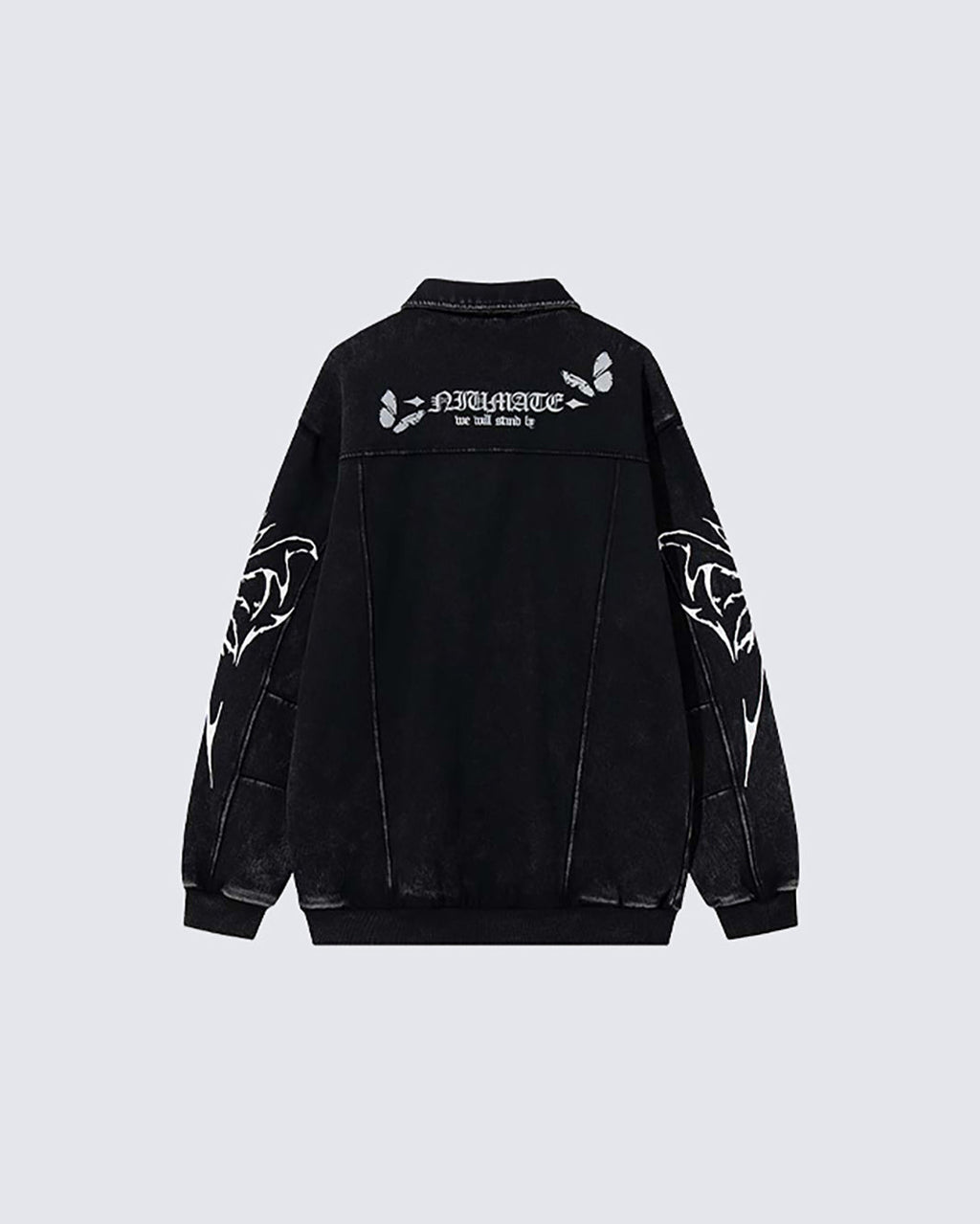 Retro Butterfly Graphic Zip-Up Jacket