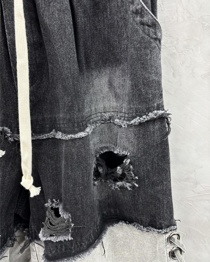 GRYFT High-Street Wasteland-Style Hip-Hop Color-Block Cropped Pants