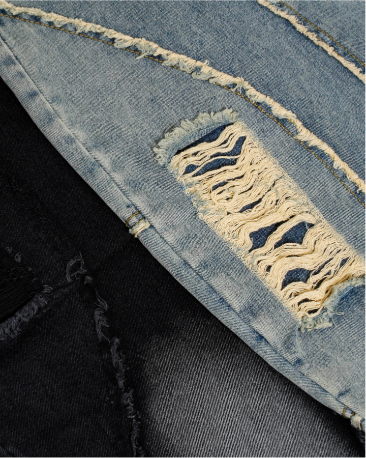 Distressed Wide-Leg Patchwork Jeans