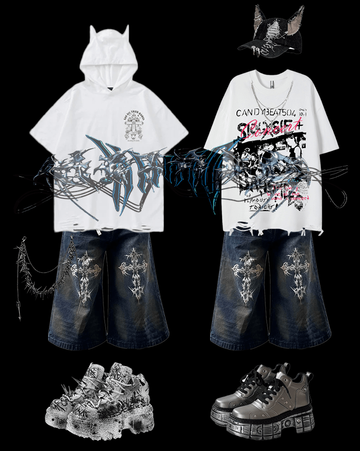 Graffiti Spiked Chunky Platform Sneakers