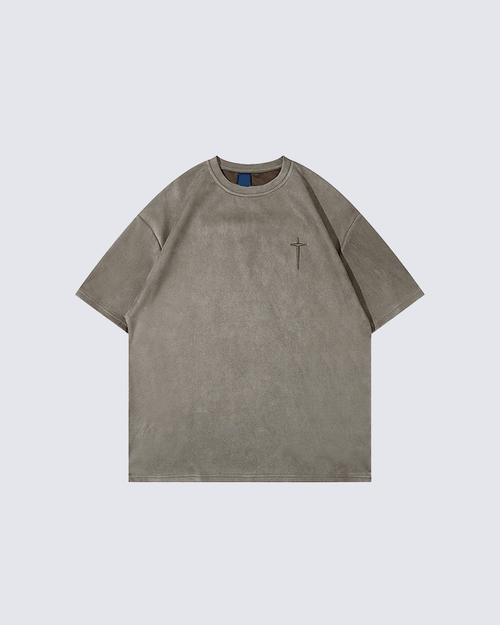Minimalist Cross Embroidery T-shirt – Street-Inspired Casual Wear