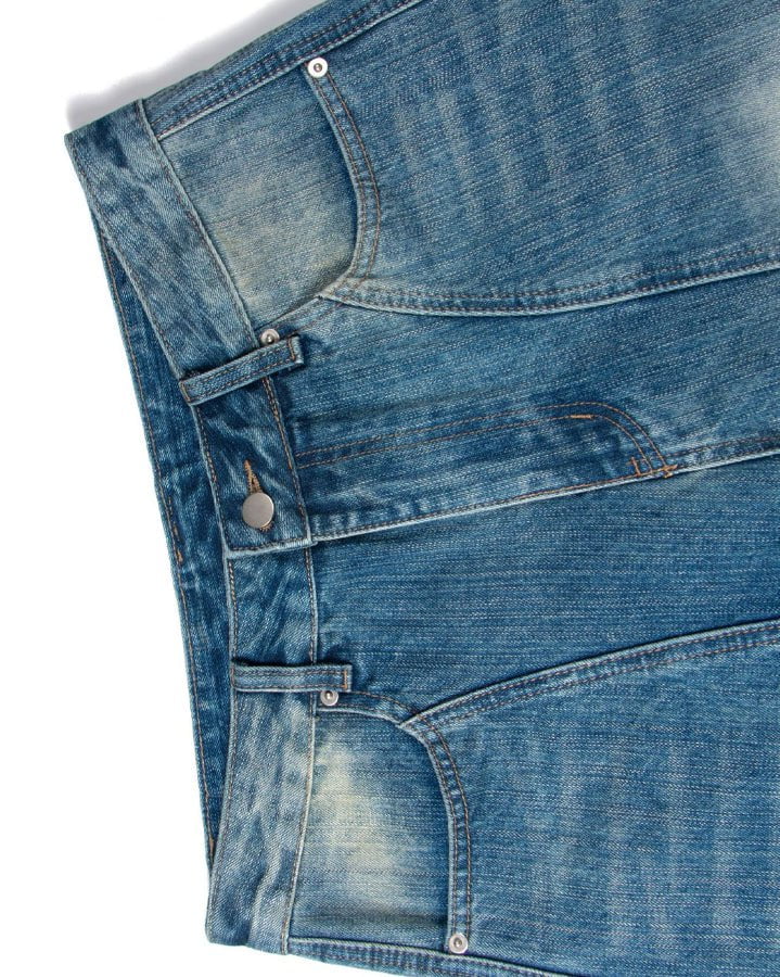 Washed Faded Curved Jeans
