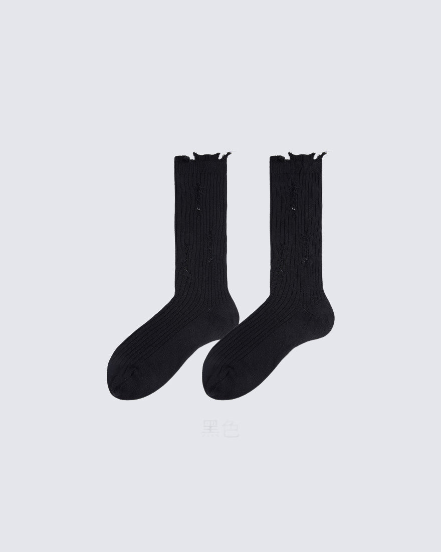 GRYFT Men's Distressed Minimalist Slouch Crew Socks