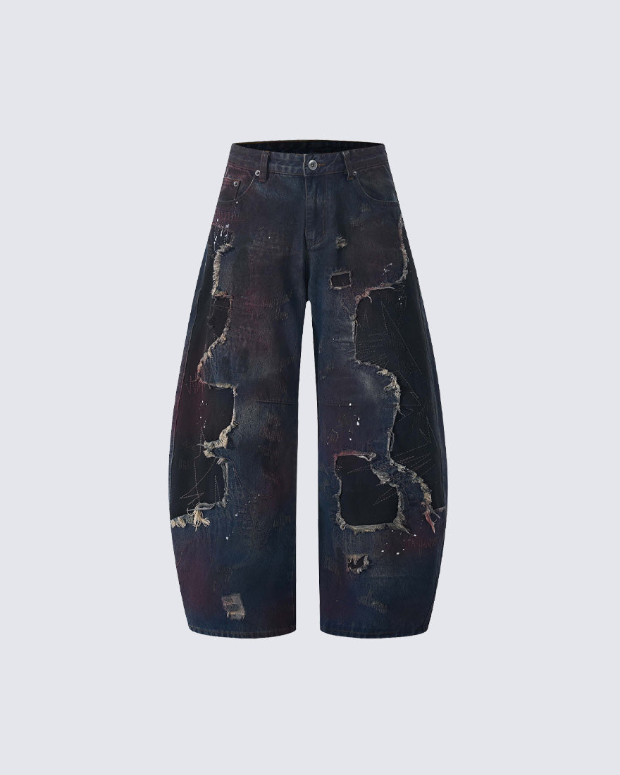 Vintage Distressed Paint Splatter Jeans