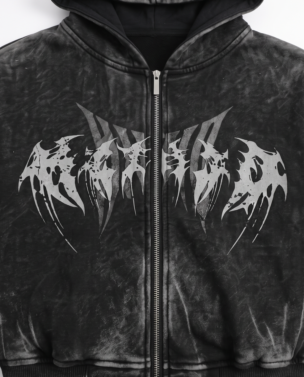 GRYFT Vintage Washed Graphic Zip-Up Hoodie