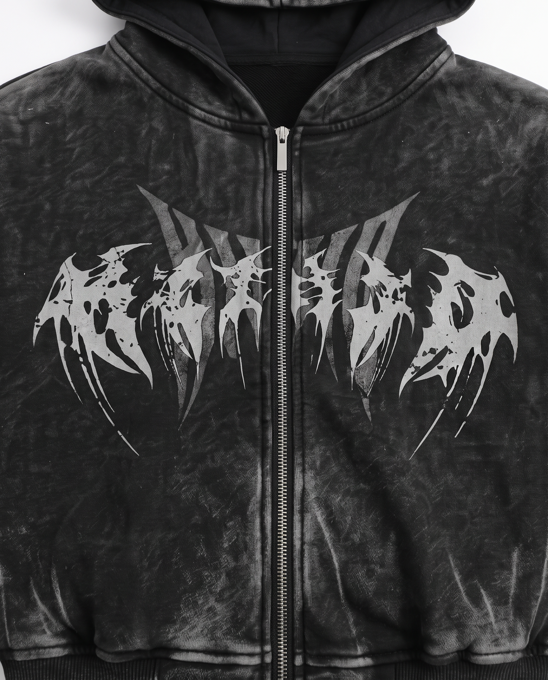GRYFT Vintage Washed Graphic Zip-Up Hoodie