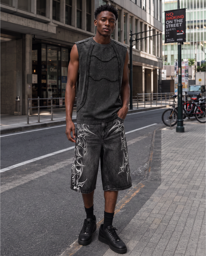 GRYFT Retro Frayed Sleeveless Vest