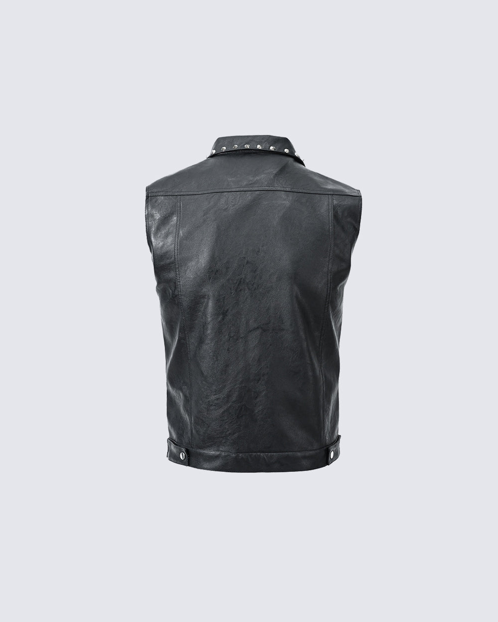 Collared Punk Vest With Rivets Motorbike Style