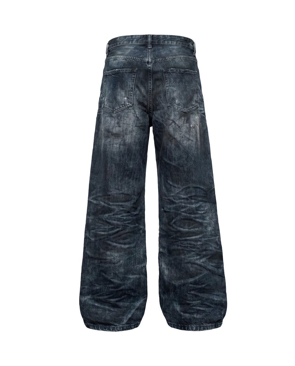 GRYFT Vintage Dirty-Washed Textured Wide-Leg Jeans