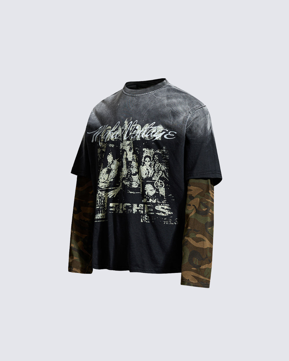 GRYFT Distressed Camo Layered Graphic T-Shirt