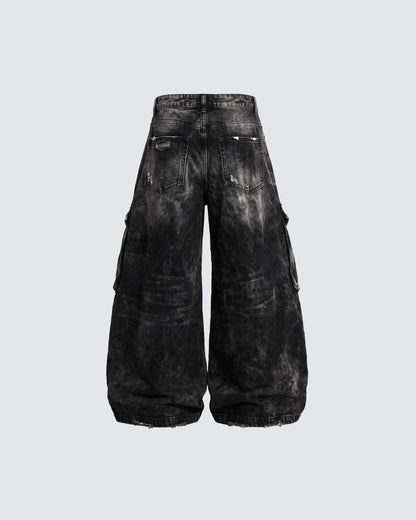 GRYFT Vintage Streetwear Distressed Cargo Jeans