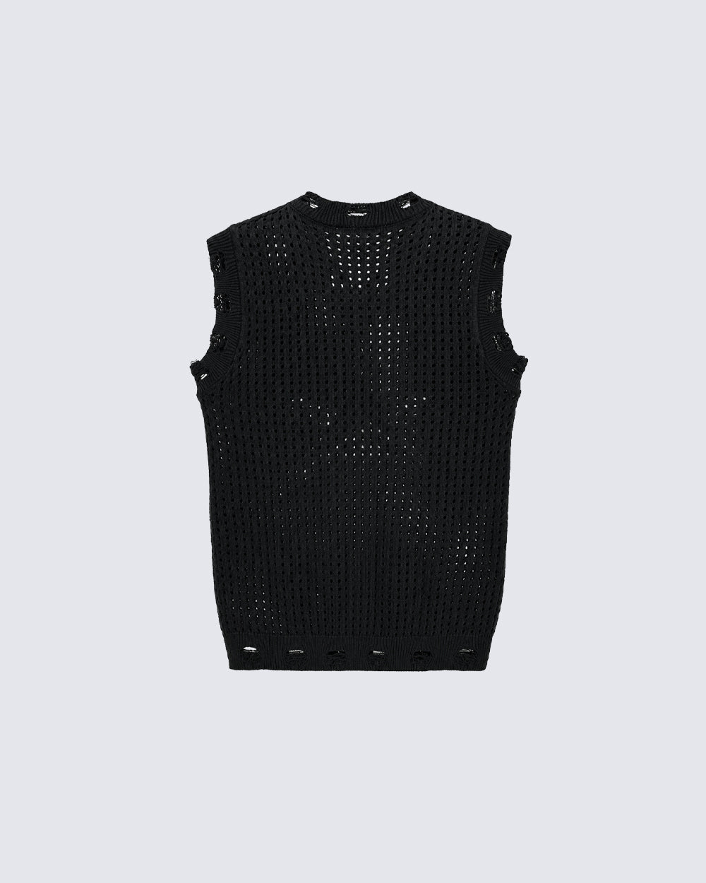 GRYFT Distressed Star Open-Knit Sweater Vest