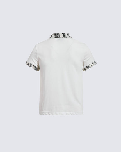 American Retro Leopard Print Metallic Stud Letter T-Shirt