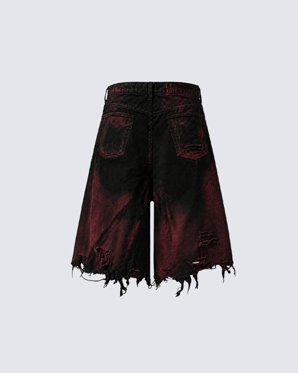GRYFT Red Washed Distressed Denim Shorts