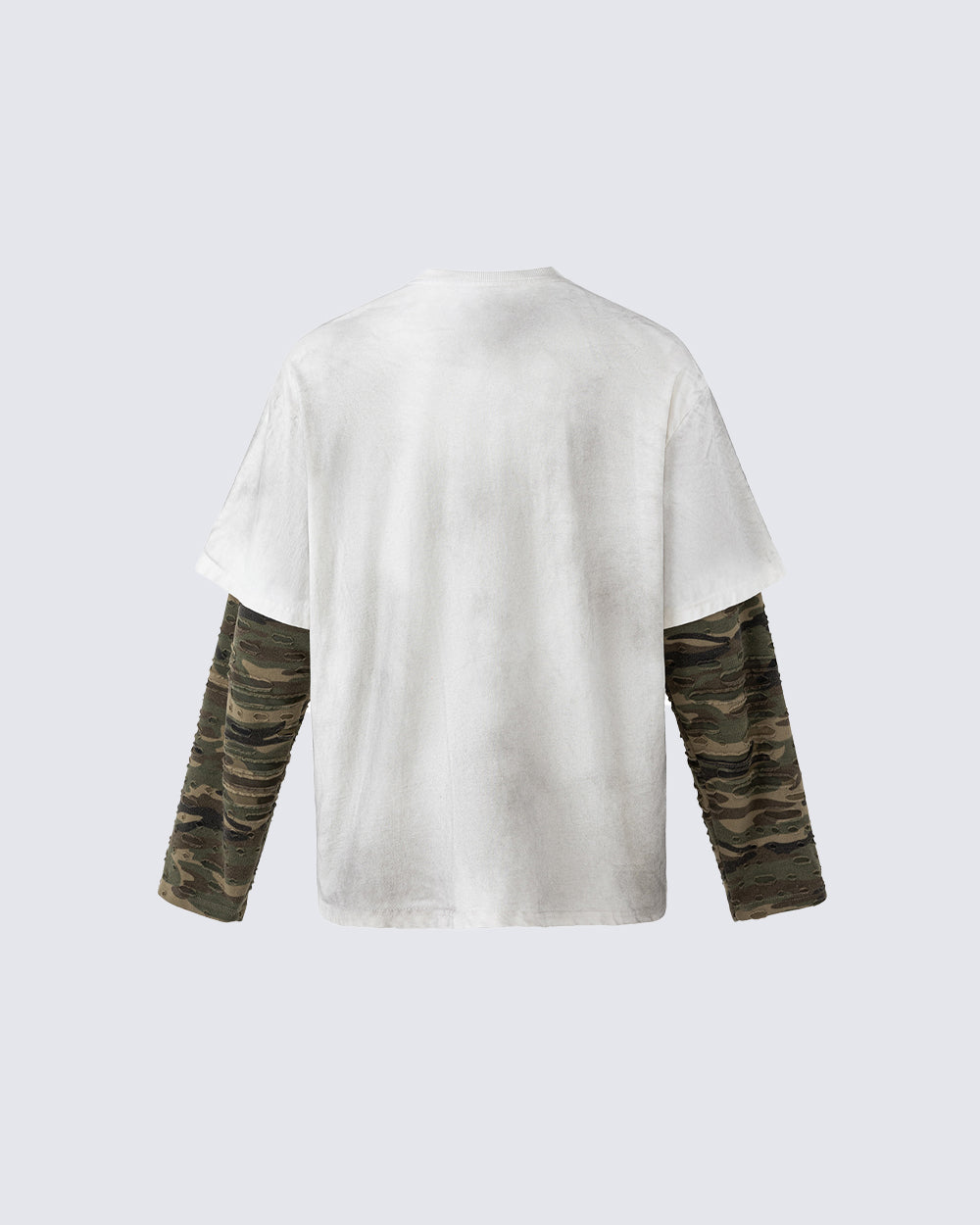 American-Style Distressed Camouflage "Faux-Layered" T-Shirt