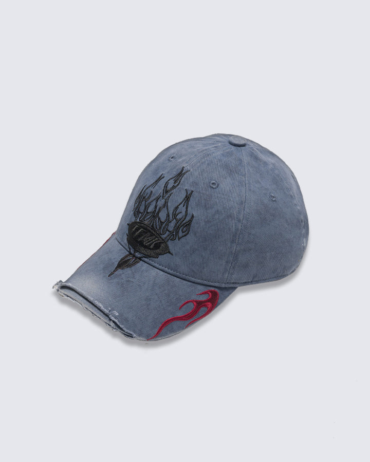Vintage Washed Flame Embroidery Cap